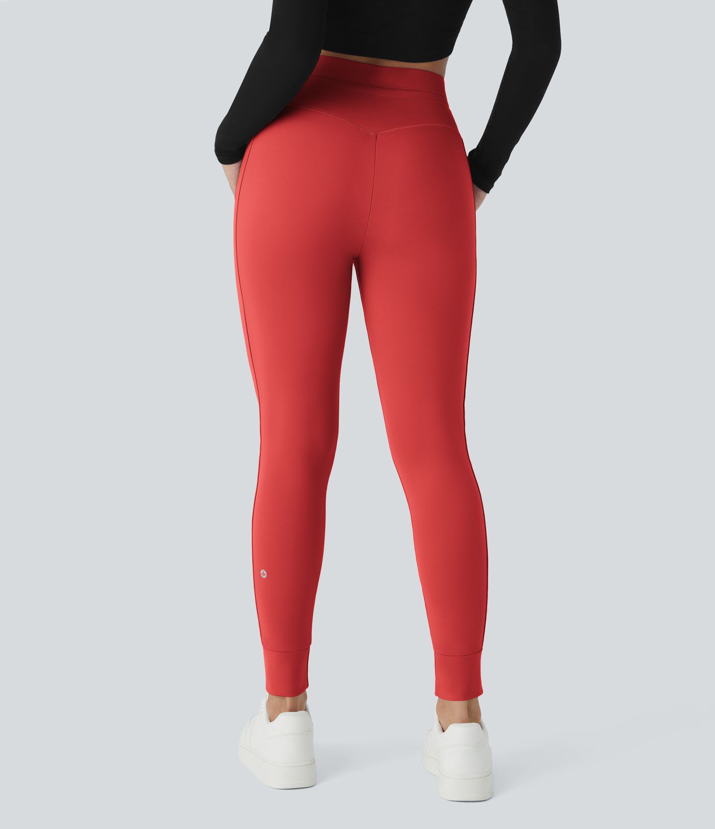 SoftlyZero™ Plush High Waisted Drawstring Pocket Plain Full Length Joggers