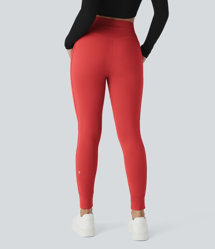 SoftlyZero™ Plush High Waisted Drawstring Pocket Plain Full Length Joggers