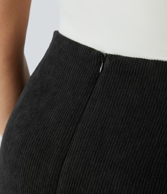 Mini falda de pana 2 en 1 de tiro alto con cremallera invisible y corte A