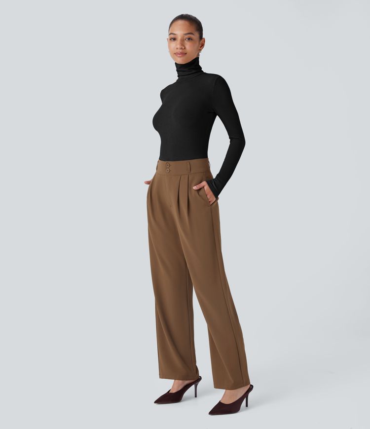 Ribbed Knit High Collar Long Sleeve Casual Top