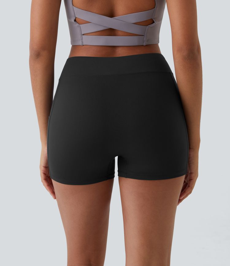 Softlyzero™ Airy High Waisted Side Pocket Plain Cool Touch Yoga Shorts 3.5"-UPF50+