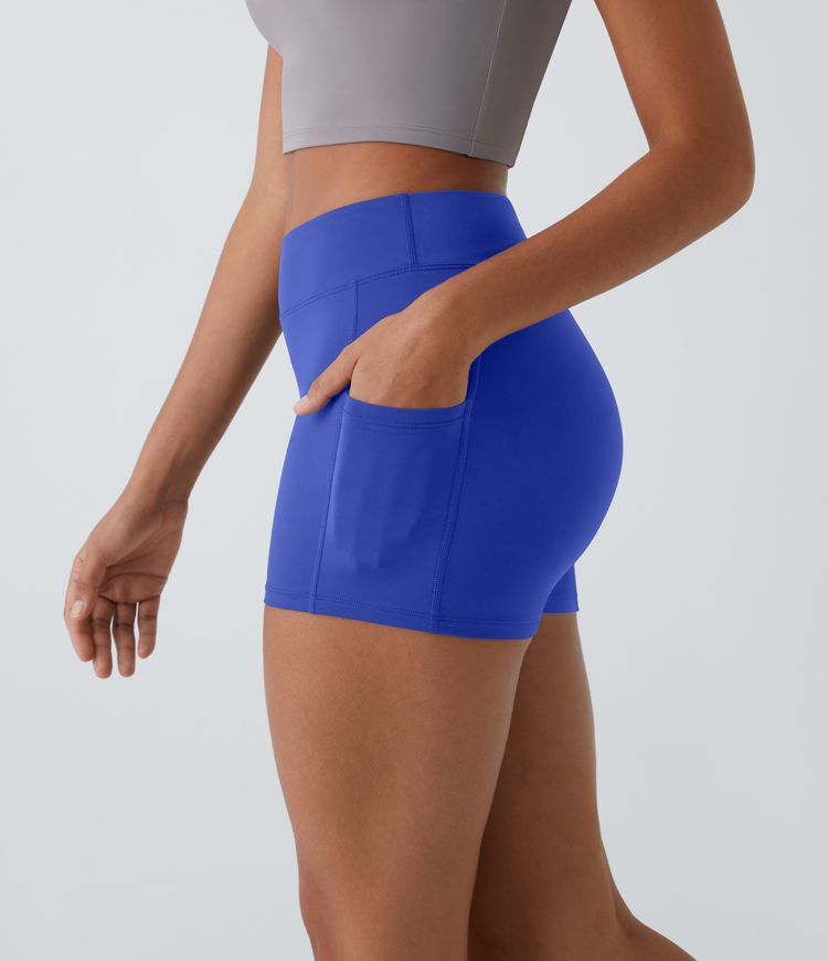SoftlyZero™ Airy High Waisted Pocket Plain Cool Touch Yoga Shorts 3.5"-UPF50+