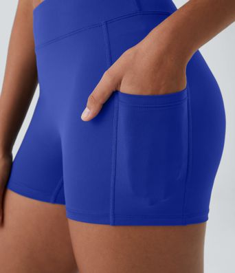 SoftlyZero™ Airy High Waisted Pocket Plain Cool Touch Yoga Shorts 3.5"-UPF50+