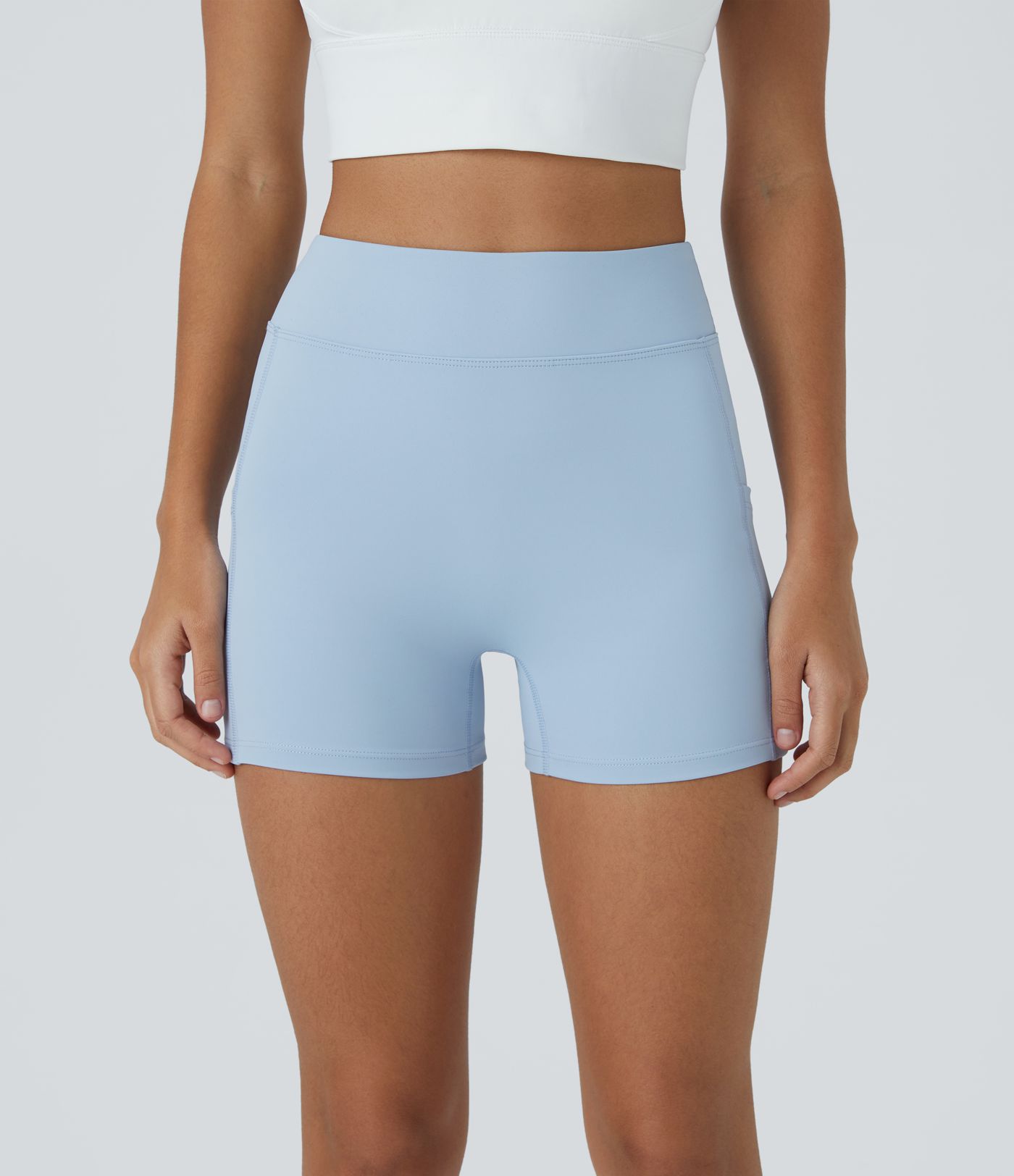SoftlyZero™ Airy High Waisted Pocket Plain Cool Touch Yoga Shorts 3.5"-UPF50+