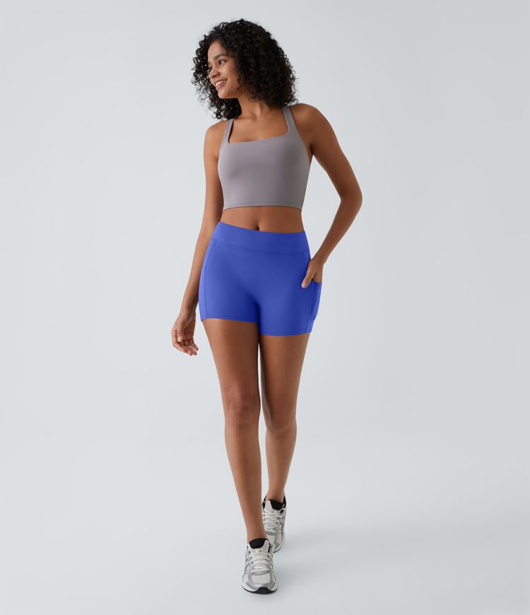 SoftlyZero™ Airy High Waisted Pocket Plain Cool Touch Yoga Shorts 3.5"-UPF50+