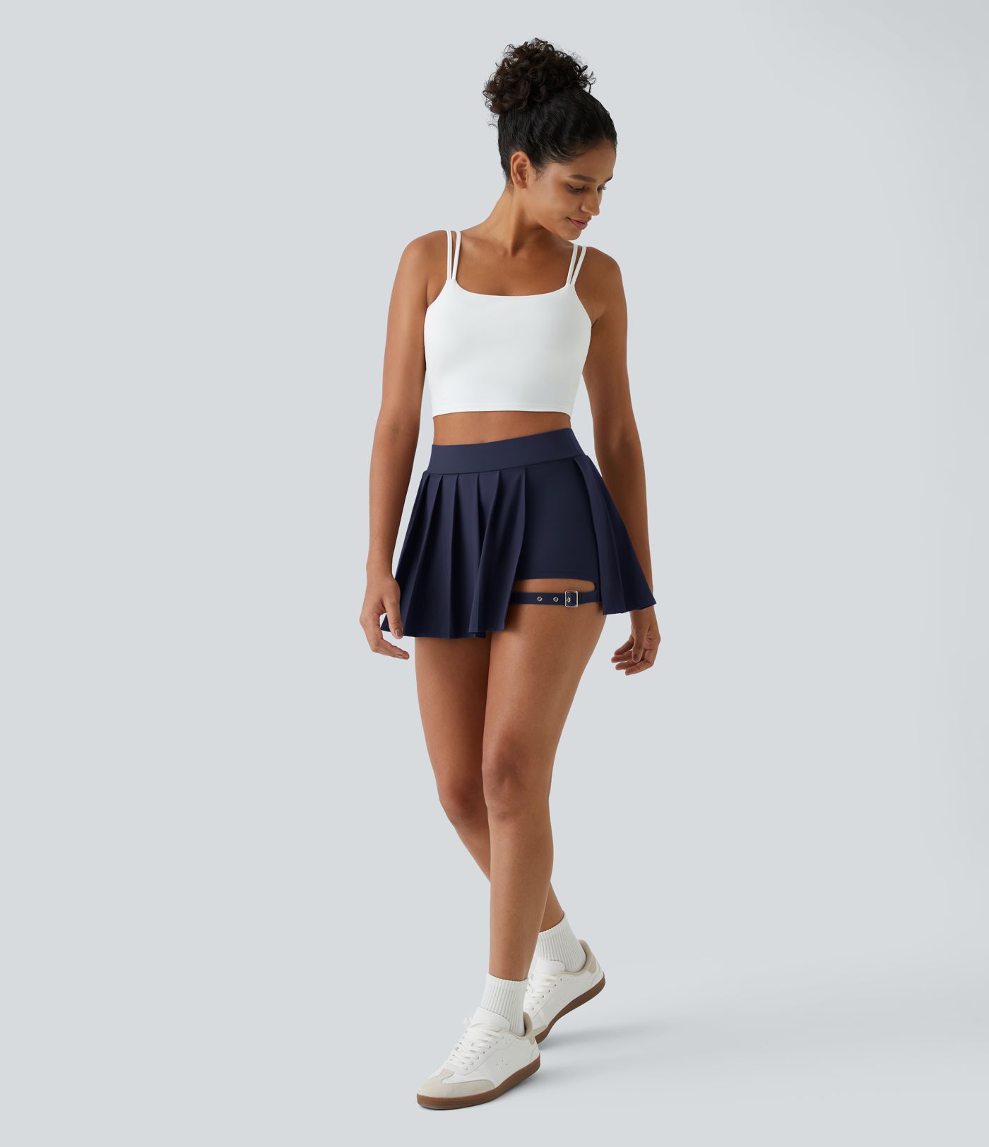 Breezeful™ High Waisted Pleated 2-in-1 Pocket Adjustable Buckle Micro Mini Quick Dry Casual Skirt