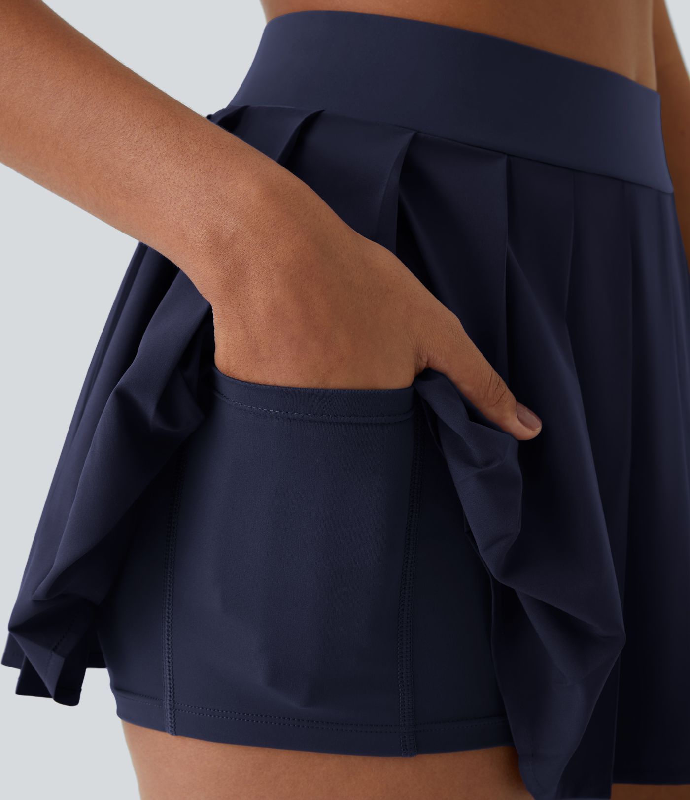 Breezeful™ High Waisted Pleated 2-in-1 Pocket Adjustable Buckle Micro Mini Quick Dry Casual Skirt