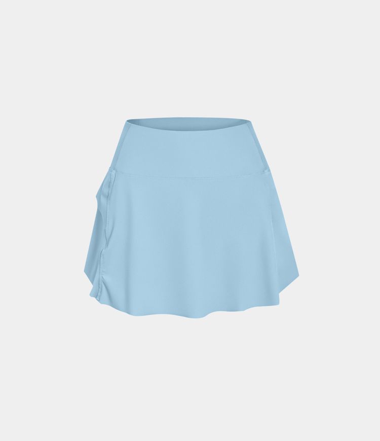 Falda de baile unicolor 2 en 1 con bolsillo en la cintura trasera