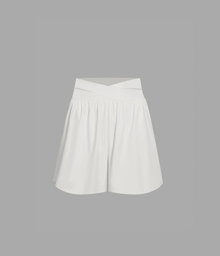 Short décontracté croisé taille haute découpé avec poche latérale 12,5cm