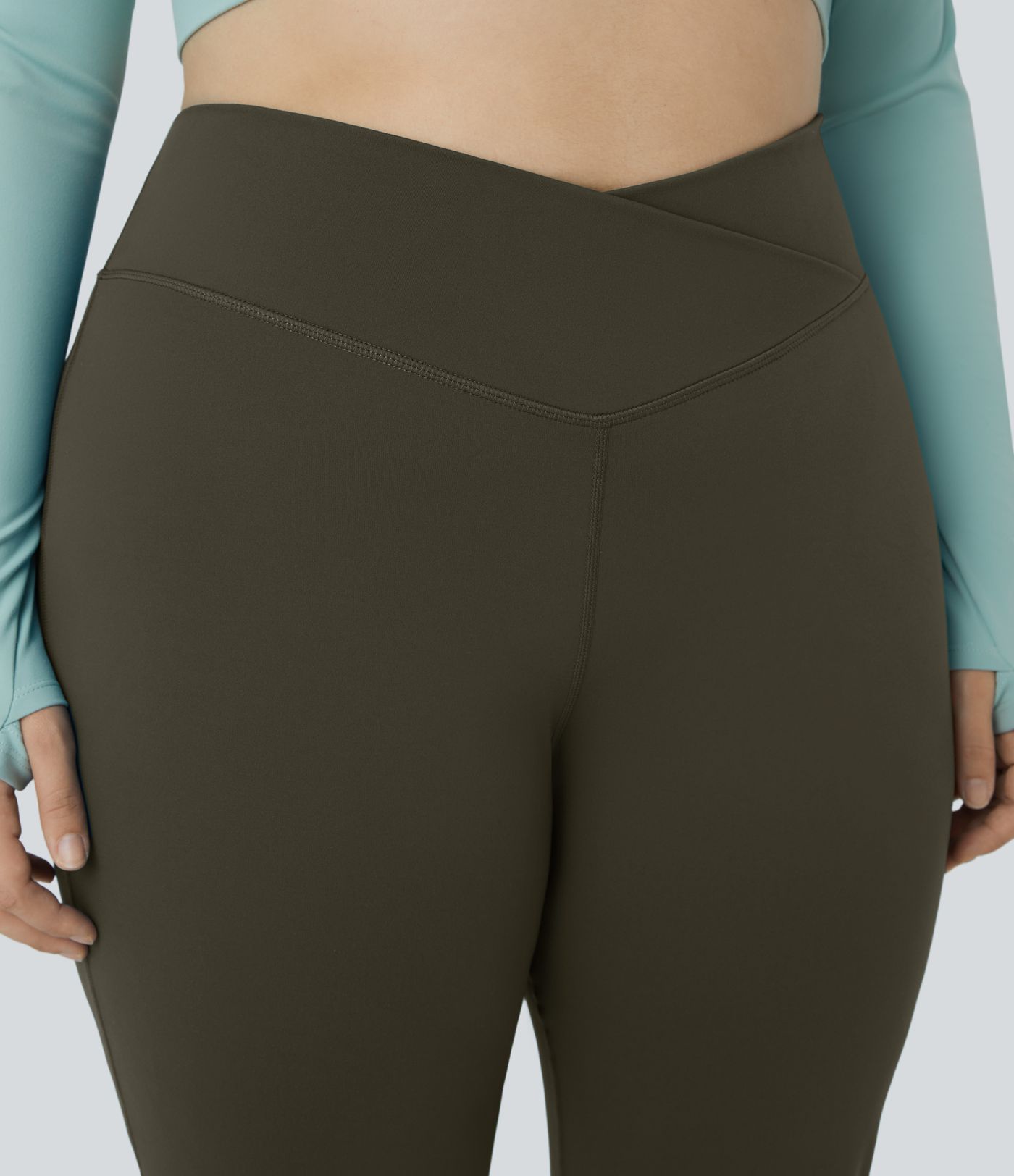 DayStretch High Waisted Crossover Full Length Flare Plus Size Leggings