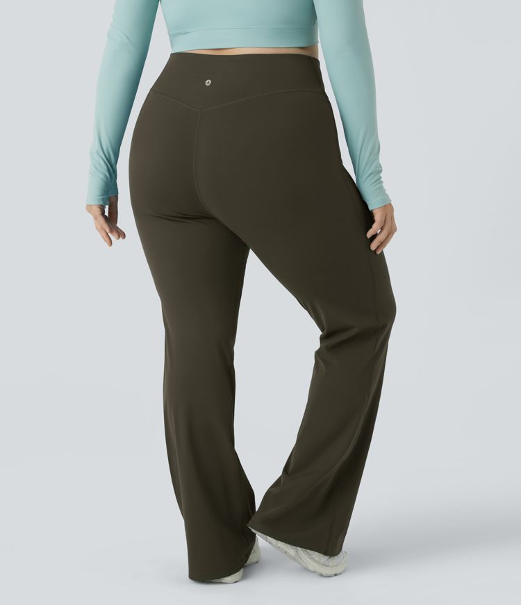 DayStretch High Waisted Crossover Full Length Flare Plus Size Leggings