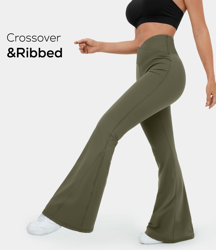 Women’s Cloudful™ Fabric High Waisted Crossover Ribbed Super Flare Yoga