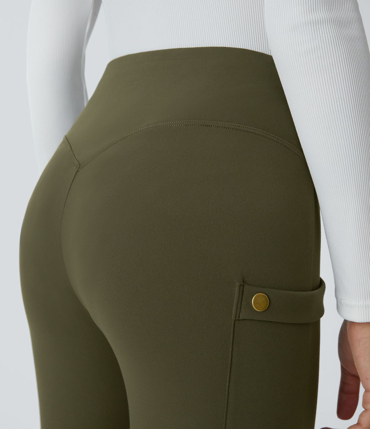 하이웨이스트 장식용 단추 옆주머니 스키니 발목 기장 캐주얼 팬츠