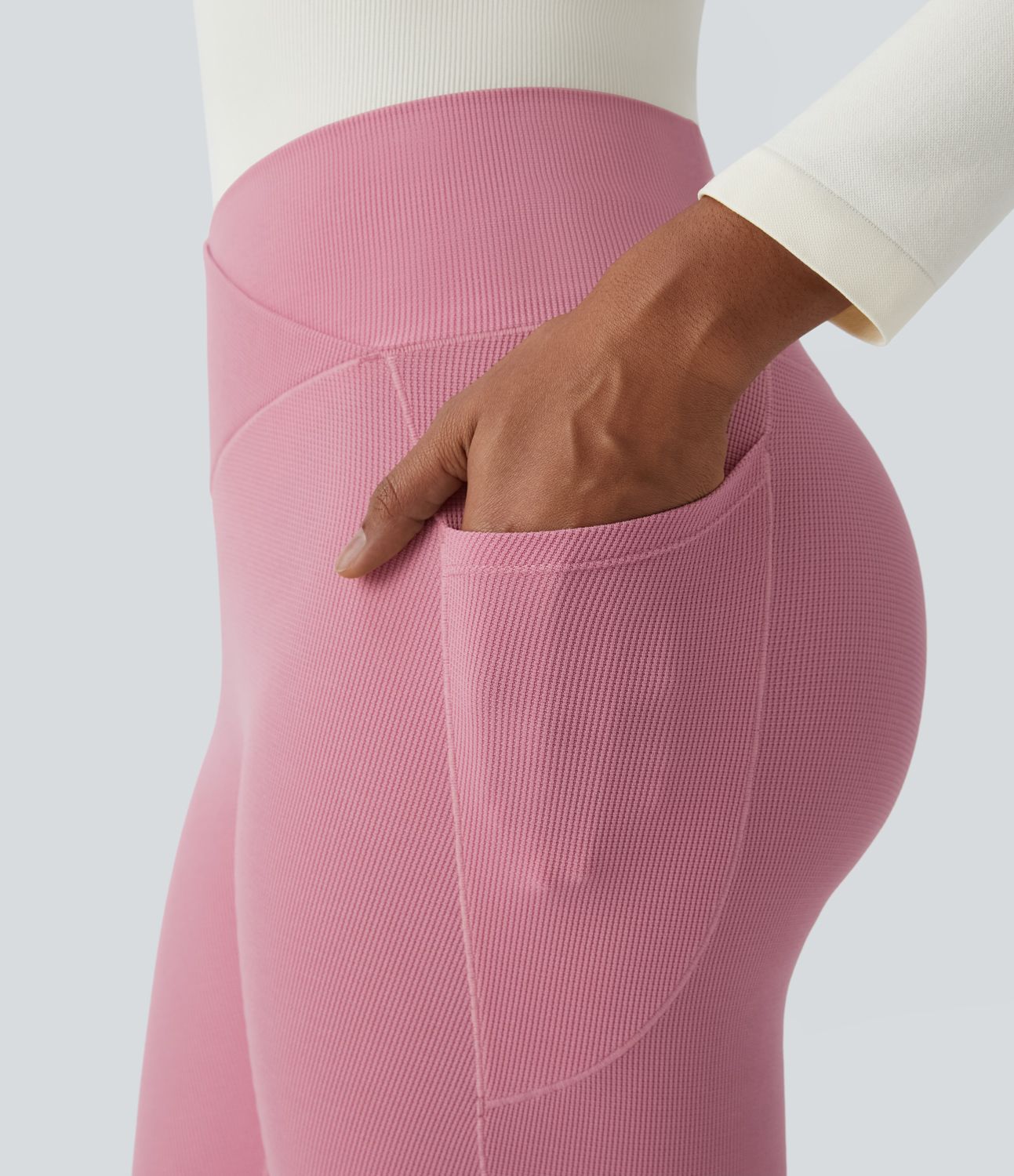 Leggings tiro alto bolsillo lateral cruzado gofre 7/8