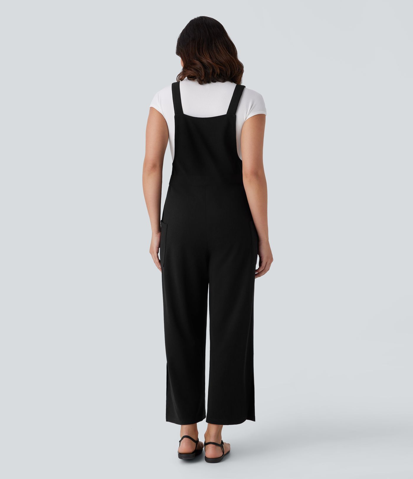 Pocket Wide Leg Casual Overalls-Front and Back Wearable