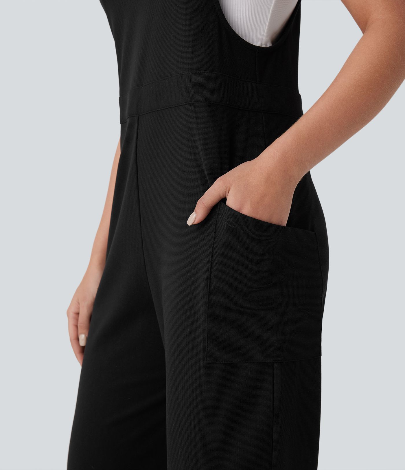 Pocket Wide Leg Casual Overalls-Front and Back Wearable