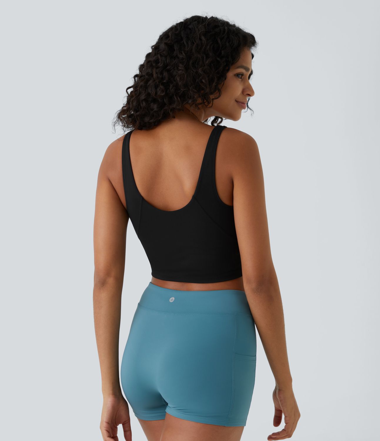 Padded V Neck Cropped Yoga Tank Top A-C Cups