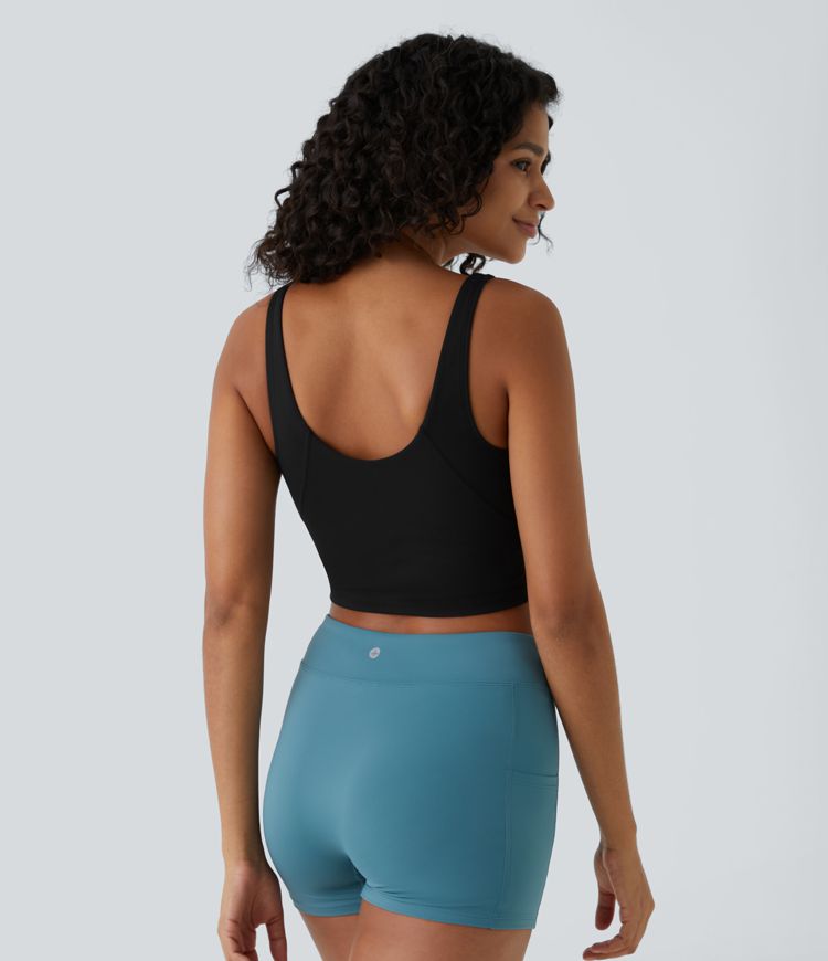 Padded V Neck Cropped Yoga Tank Top