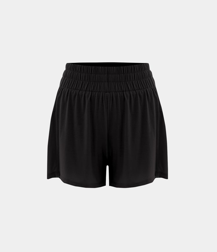 Women’s High Waisted Inside Drawstring Side Pocket 2in1 Shorts HALARA