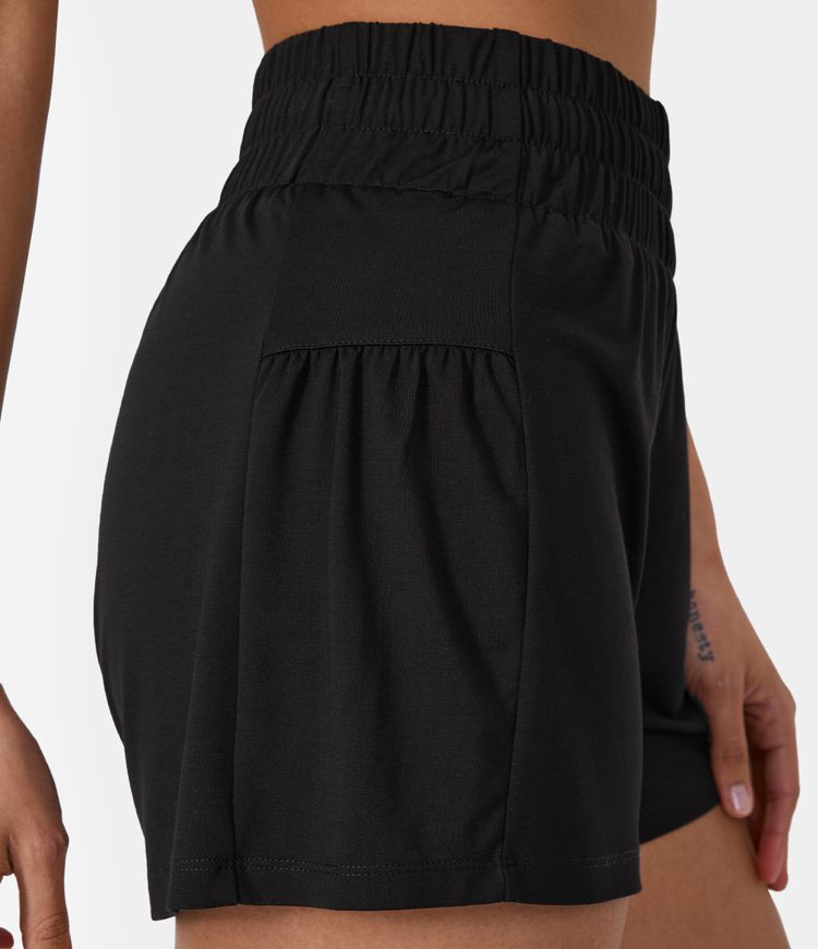 Women’s High Waisted Inside Drawstring Side Pocket 2in1 Shorts HALARA