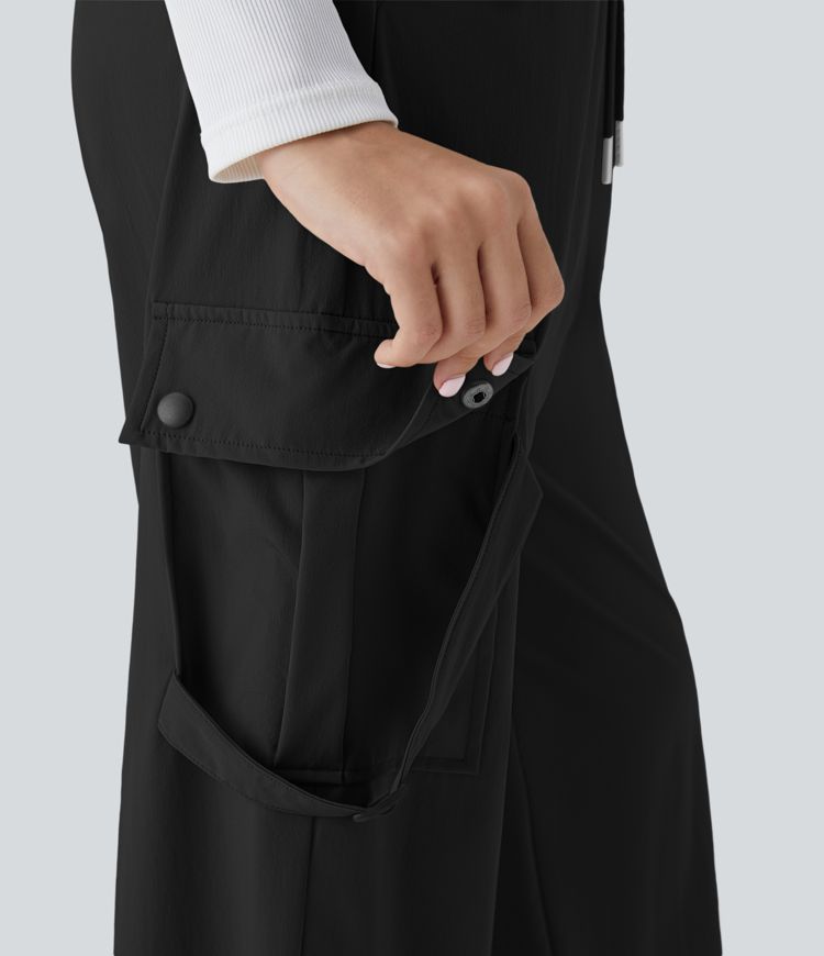 Mid Rise Drawstring Multiple Pockets Casual Cargo Trousers