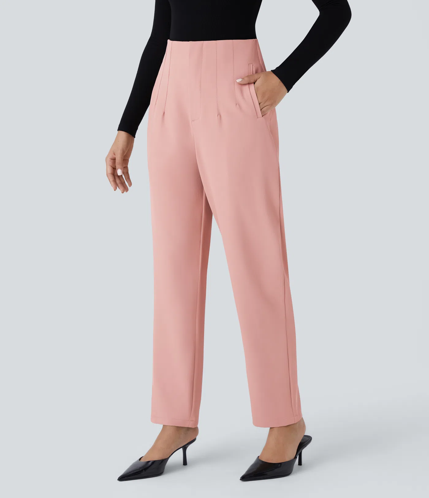 High Waisted Side Pocket Tapered Work Pants