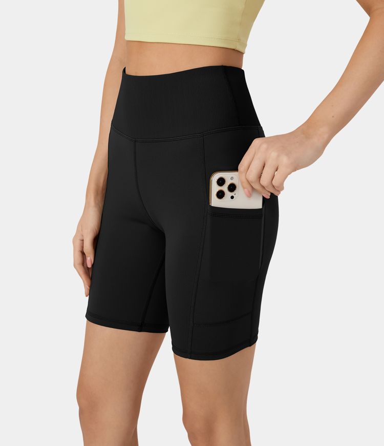 Women’s Cloudful™ Fabric Ribbed Waistband Side Pocket Yoga Biker Shorts