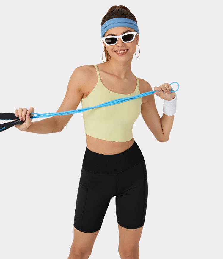 Women’s Cloudful™ Fabric Ribbed Waistband Side Pocket Yoga Biker Shorts