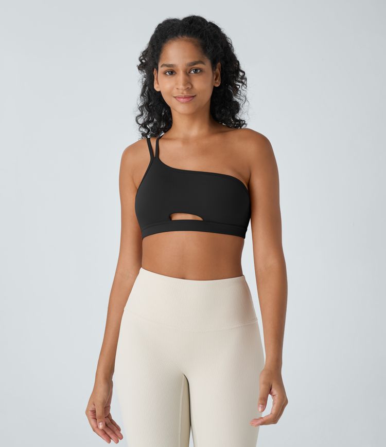 Softlyzero™ Brassière de Yoga à Soutien Léger Épaule Dénudée Découpe et Dos Nu