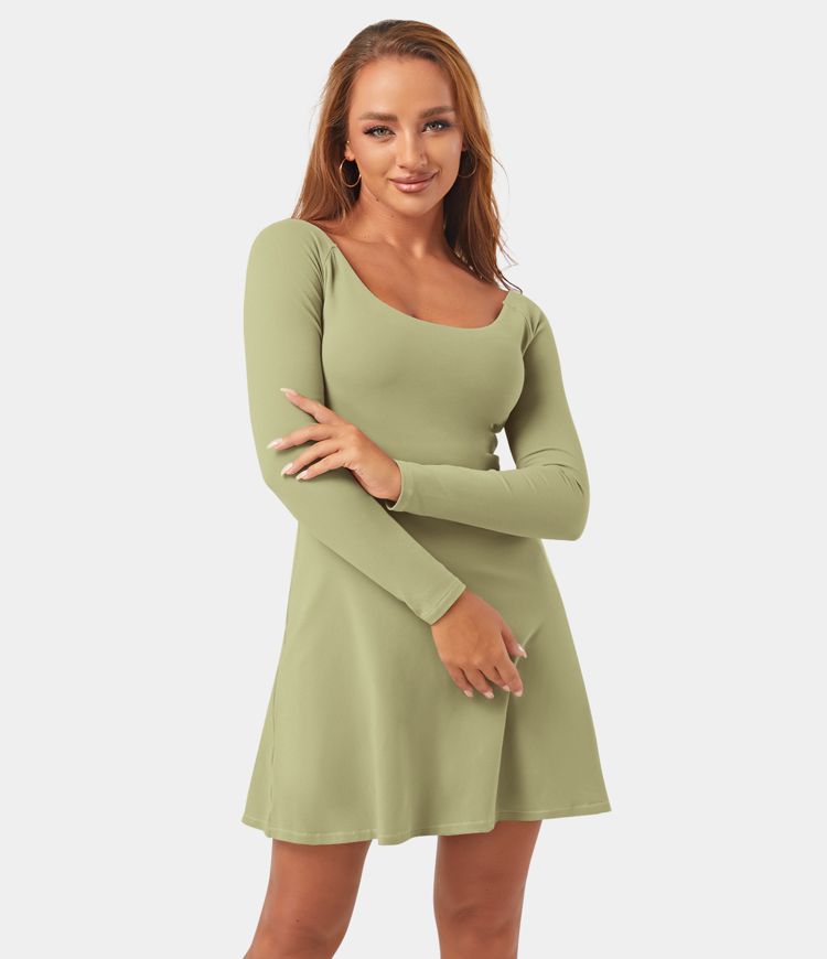 Long Sleeve 2-in-1 Pocket Mini Tennis Active Dress