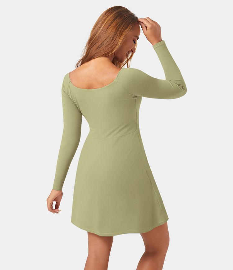 Long Sleeve 2-in-1 Pocket Mini Tennis Active Dress