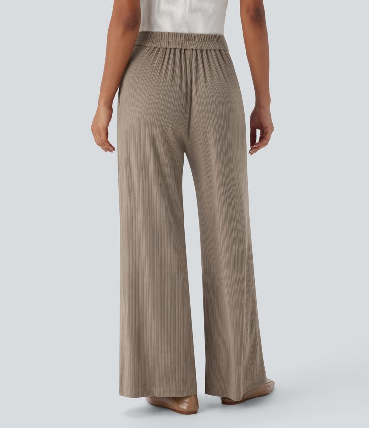 Stoffhose mit hohem Bund und weitem Bein