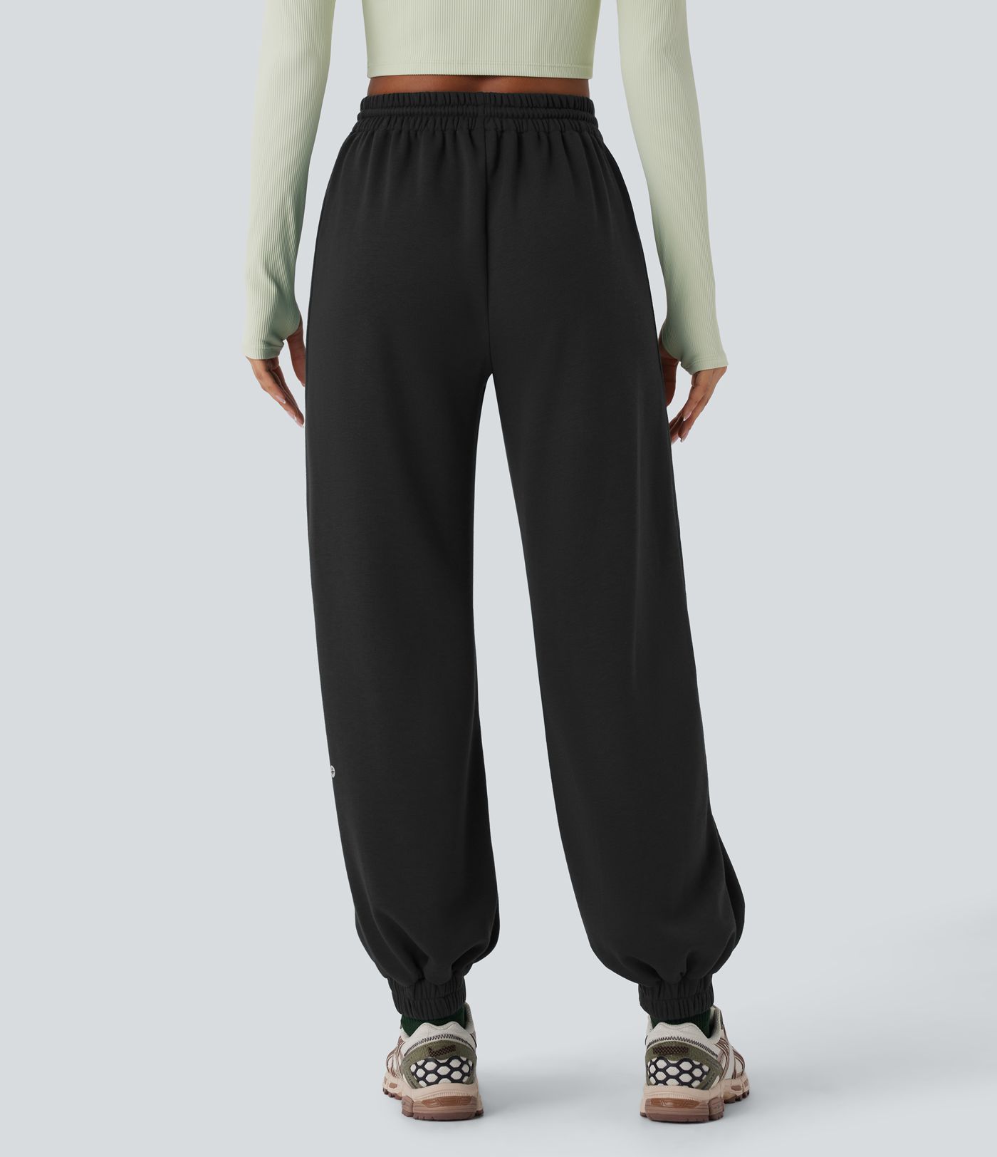 High Waisted Drawstring Pocket Running Joggers