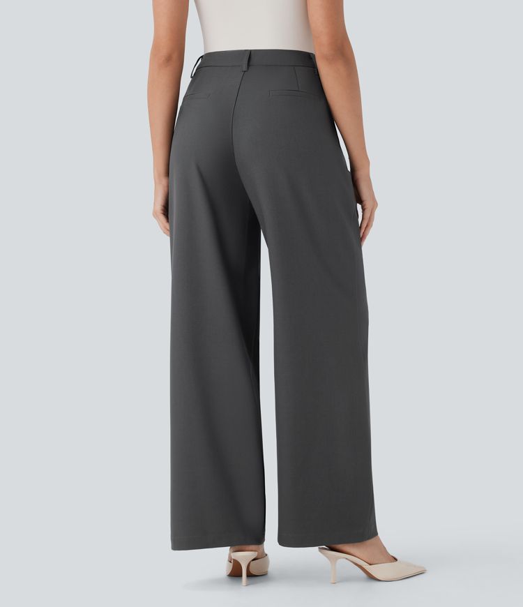 Stoffhose mit hohem Bund und weitem Bein