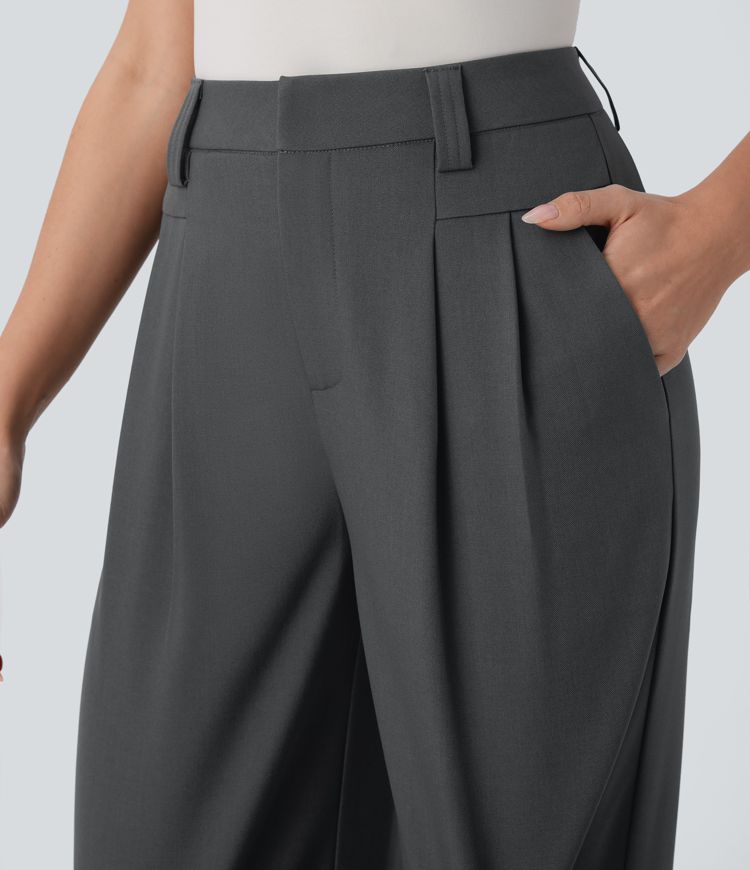 Stoffhose mit hohem Bund und weitem Bein