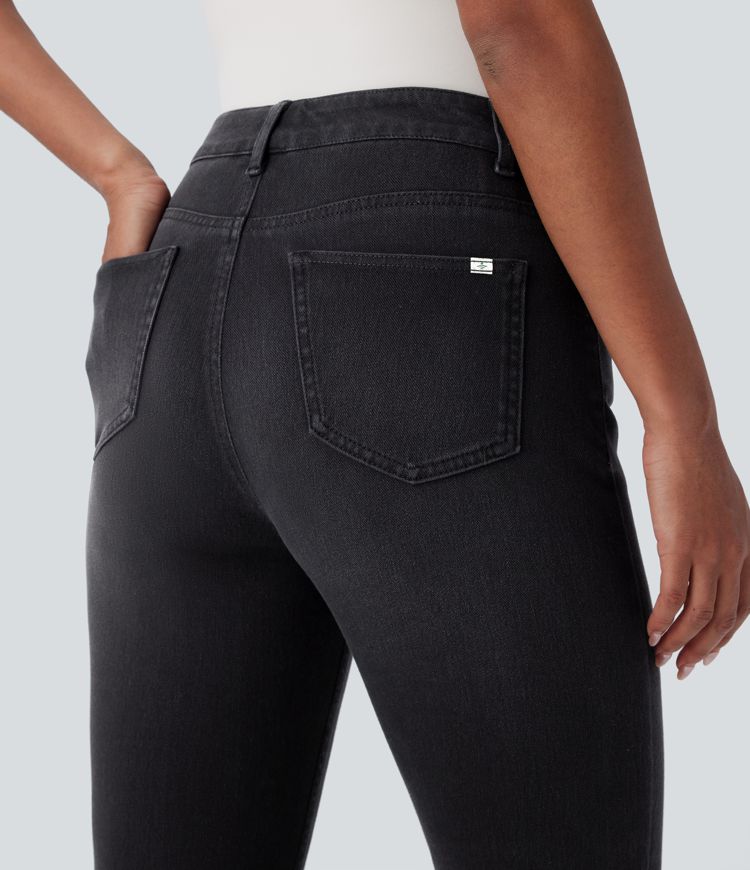 Halara Flex™ High Waisted Pockets Washed Casual Bootcut Jeans Halara Flex™ High Waisted Pockets Washed Casual Bootcut Jeans