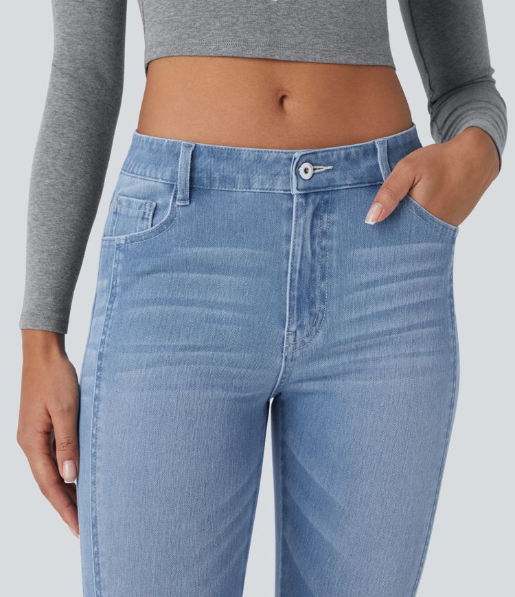 Halara Flex™ Mid Low Rise Zipper Pockets Casual Skinny Jeans