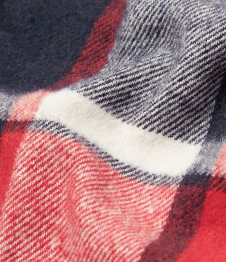 Chaqueta polar a cuadros con capucha y bolsillos