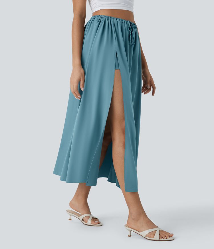 Falda Breezeful™ midi 2 piezas tiro alto cordón ajustable fluida secado rápido resort