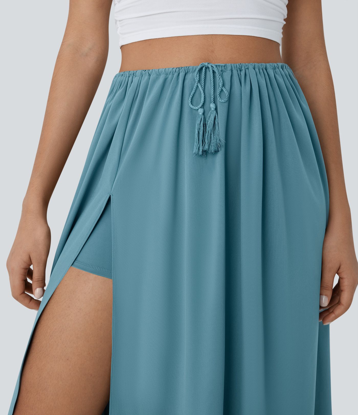 Falda Breezeful™ midi 2 piezas tiro alto cordón ajustable fluida secado rápido resort