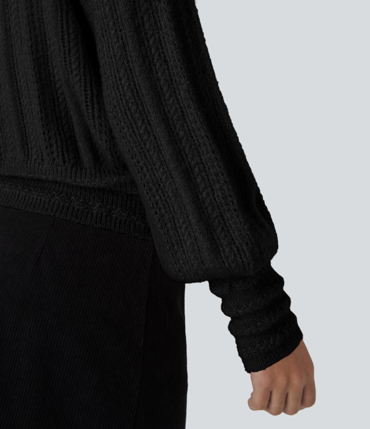 Sheer V Neck Long Sleeve Work Jumper-Front and Back Wearable