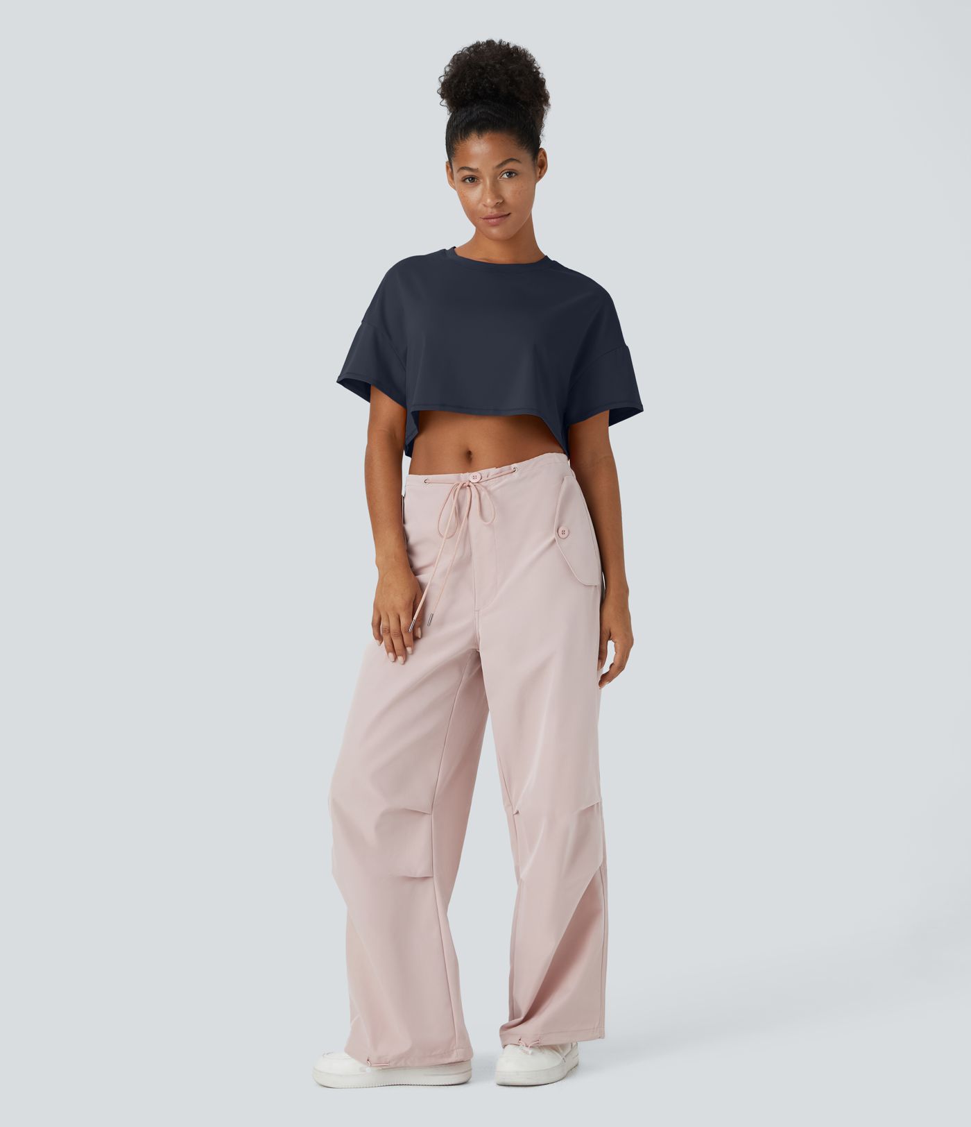 Top deportivo baile suelto recortado manga corta