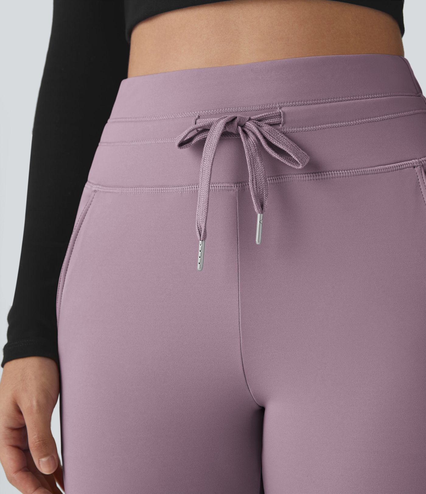SoftlyZero™ Plush High Waisted Drawstring Pocket Plain Full Length Joggers
