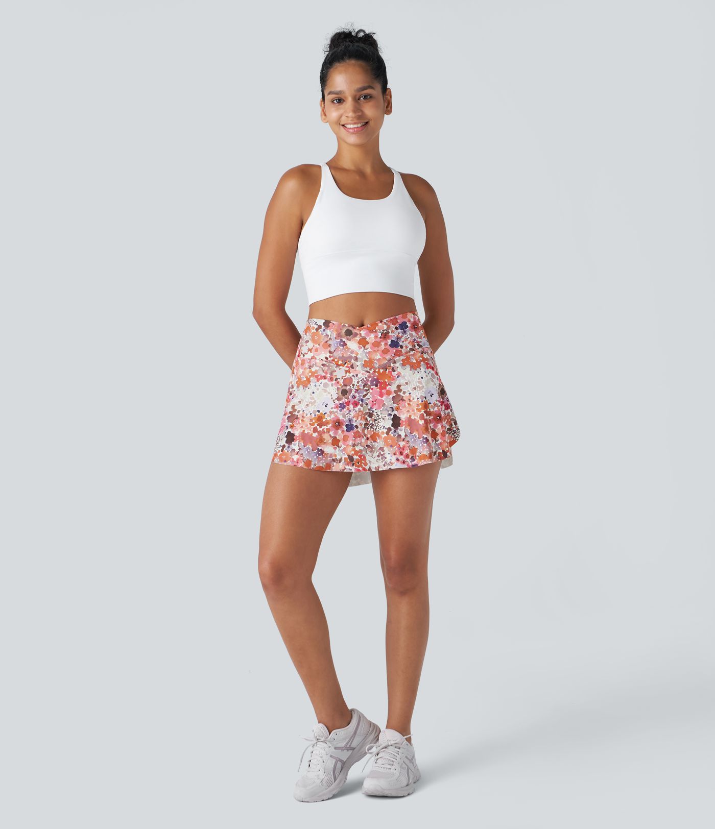 Crossover 2-in-1 Side Pocket Floral Print Pickleball Skirt