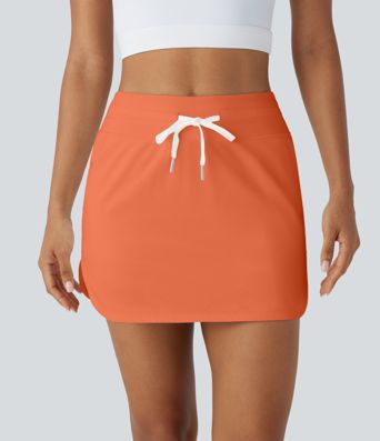 SoftlyZero™ QuickDry High Waisted Drawstring Pocket 2-in-1 Curved Hem Mini Golf Skirt-Golf Tee Pocket