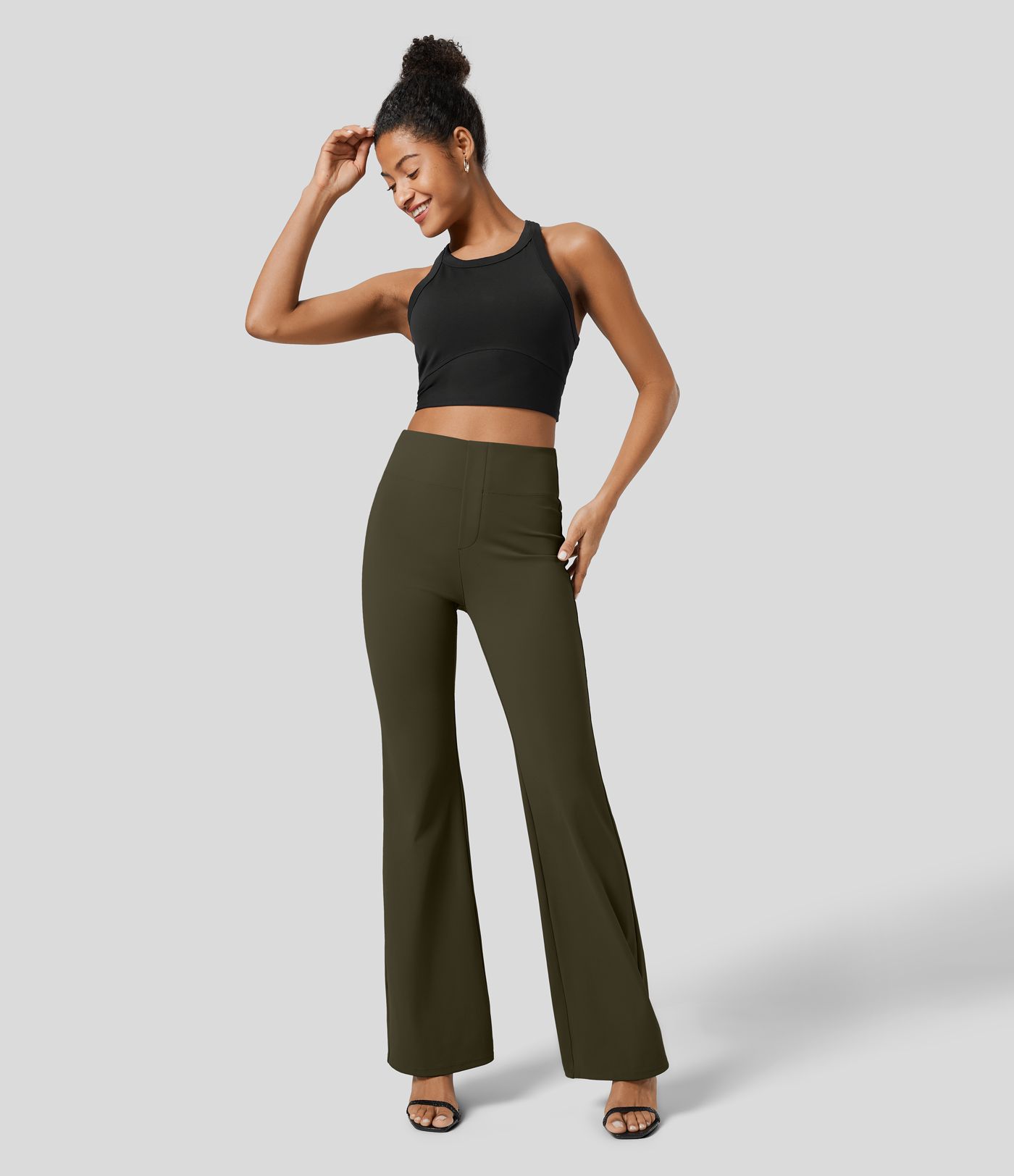 Pantalon tailleur légèrement évasé taille haute avec poches arrière Halara Flex™ SculptKnit