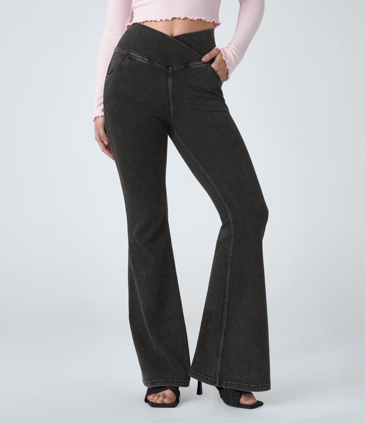 Halara Flex™ High Waisted Crossover Pocket Cool Touch Washed Casual Jeans