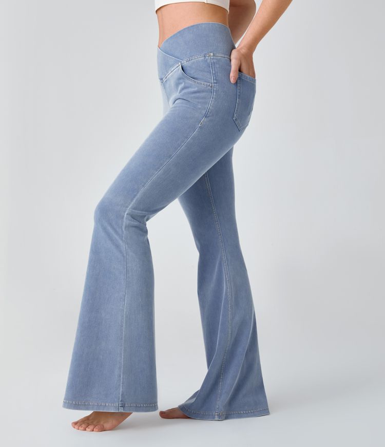 Halara Flex™ High Waisted Crossover Pocket Cool Touch Washed Casual Jeans