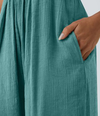 Spaghetti Strap Lace Up Pocket Jumpsuit