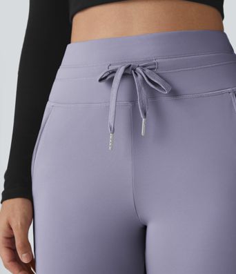Pantalon de jogging SoftlyZero™ taille haute avec poches et cordon de serrage séparé, uni, longueur standard